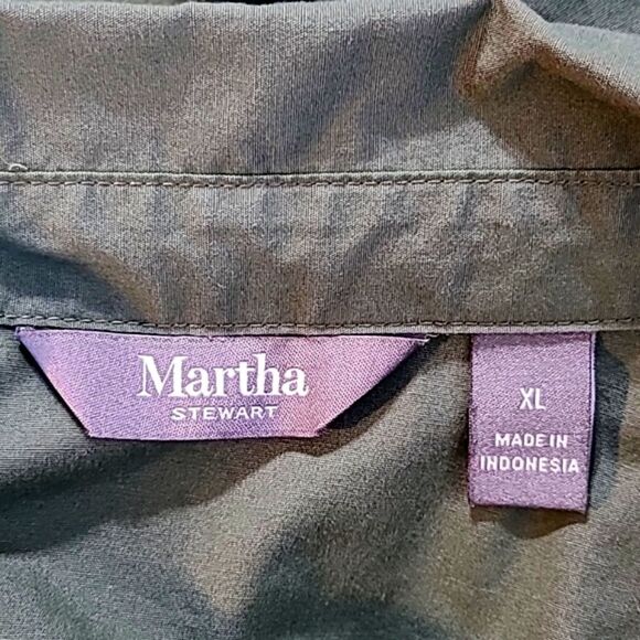 Martha Stewart Army Green High-Low Buttondown Blouse, Size XL - Picture 9 of 11